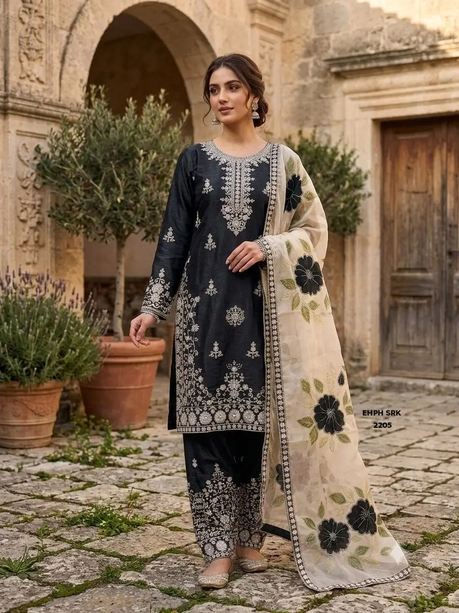 Mehndi Olive Green Jimi Chu Silk Heavily Embroidered Straight Kurta with Palazzo Pants
